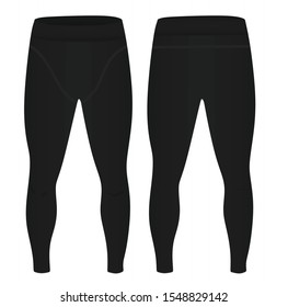 Man Black Elastic Tight Pants. Vector 