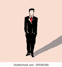 Man in black formal wear, vector illustration
