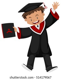 Man in black graduation gown with cap illustration