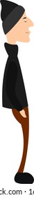 Man with black hat, illustration, vector on white background.