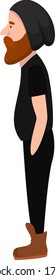 Man in black, illustration, vector on white background