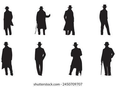Man black silhouette Vector bundle