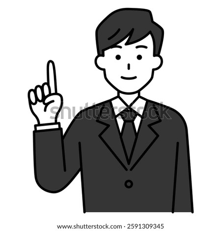 Man in a black suit giving directions to the points