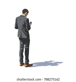 Man in black suit. Vector illustration.