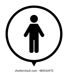 Man - black vector  icon; map pointer