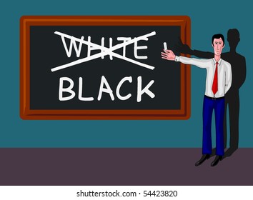 man and blackboard with black concept