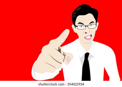 a man is blaming someone or something with angry emotion