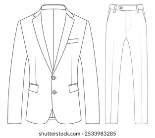  HOMBRE BLAZER CHAQUETA DE COLECCIÓN Y TRAJE DE PANTALÓN VESTIDO DE DESGASTE CORPORATIVA DISEÑO PLANO DISEÑO DE MAQUETA DE ILUSTRACIÓN VECTORIAL