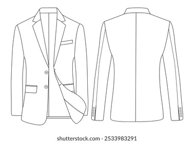  HOMBRE BLAZER CHAQUETA DE COLECCIÓN Y TRAJE DE PANTALÓN VESTIDO DE DESGASTE CORPORATIVA DISEÑO PLANO DISEÑO DE MAQUETA DE ILUSTRACIÓN VECTORIAL