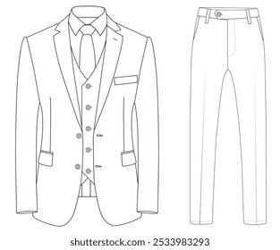  HOMBRE BLAZER CHAQUETA DE COLECCIÓN Y TRAJE DE PANTALÓN VESTIDO DE DESGASTE CORPORATIVA DISEÑO PLANO DISEÑO DE MAQUETA DE ILUSTRACIÓN VECTORIAL