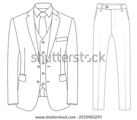  MAN BLAZER COLLECTION JACKET AND PANT SUIT CORPORATE WEAR DRESS FLAT DESIGN VECTOR ILLUSTRATION MOCKUP DESIGN