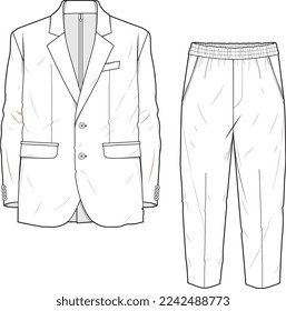 MAN BLAZER JACKET AND PANT SUIT CORPORATE WEAR DRESS FLAT DESIGN VECTOR