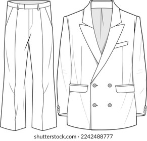 MAN BLAZER JACKET AND PANT SUIT CORPORATE WEAR DRESS FLAT DESIGN VECTOR