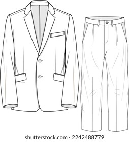 HOMBRE BLAZER JACKET Y PANT SUIT CORPORATE VESTIDOR DE DISEÑO PLANO VESTIDO