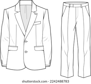 HOMBRE BLAZER JACKET Y PANT SUIT CORPORATE VESTIDOR DE DISEÑO PLANO VESTIDO