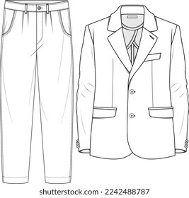 MAN BLAZER JACKET AND PANT SUIT CORPORATE WEAR DRESS FLAT DESIGN VECTOR