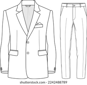 HOMBRE BLAZER JACKET Y PANT SUIT CORPORATE VESTIDOR DE DISEÑO PLANO VESTIDO