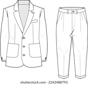 MAN BLAZER JACKET AND PANT SUIT CORPORATE WEAR DRESS FLAT DESIGN VECTOR