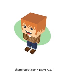man block isometric avatar cartoon character