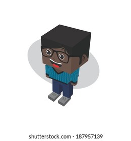 man block isometric avatar cartoon character
