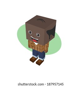 man block isometric avatar cartoon character