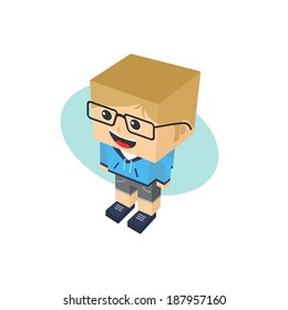 man block isometric avatar cartoon character