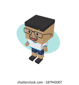 man block isometric cartoon character