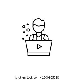 Man blogger laptop icon. Element of streaming icon