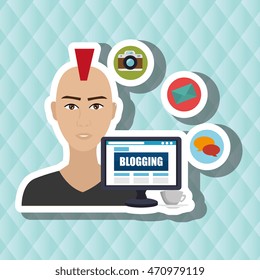 man blogs web vector illustration graphic eps 10