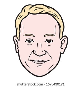 Man with blond hair.  Head, vectors.