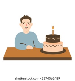 man blowing candles on a birthday cake