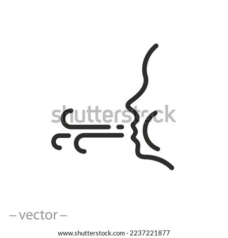 man blowing icon, inflate or smoking, thin line symbol on white background - editable stroke vector illustration Foto stock © 