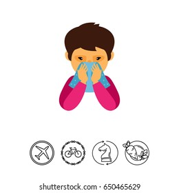 Man blowing nose icon