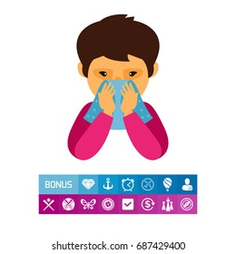 Man blowing nose icon