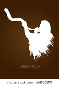 A Man Blowing The Shofar Graphic Vector.