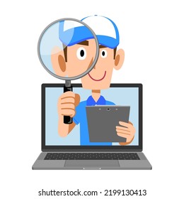 Man In Blue Cap And Polo Shirt Researching Online