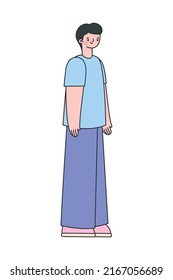 man in blue clothes over white