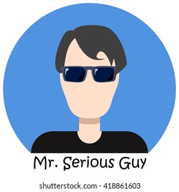 Man in blue sunglasses faceless avatar icon, hipster man isolated avatar, man in black avatar icon, single avatar icon for male person, mister serious avatar icon, handsome guy avatar, boy icon