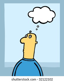 The man in a blue sweater a vector illustration a place for the text