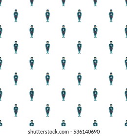 Man in a blue uniform with a cross on his chest pattern. Cartoon illustration of vector pattern for web