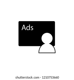 Man with a Board and an Ad, Advertisements icon. Element of marketing. Premium quality graphic design icon. Signs and symbols collection icon for websites, web design, mobile app on white background