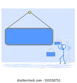 Man with board - vector  illustration