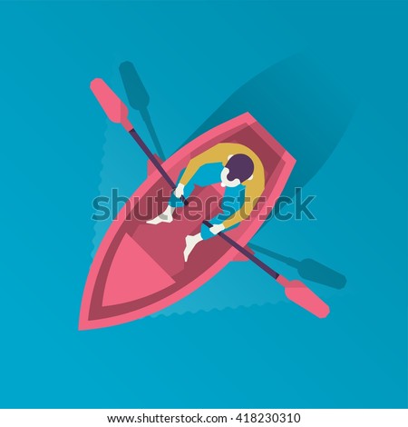 man in a boat from above vector illustration
