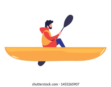 man with boat and adventure rowing