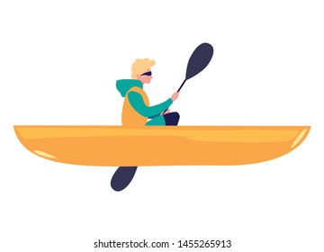 man with boat and adventure rowing