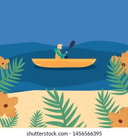 man with boat and adventure rowing