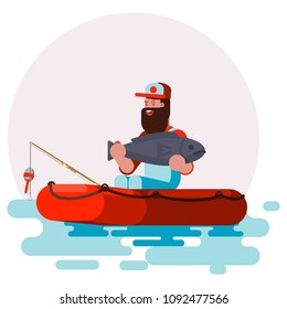 Man in boat with big fish in his hands