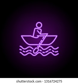 man in a boat dusk style icon. Elements of Summer holiday & Travel in neon style icons. Simple icon for websites, web design, mobile app, info graphics