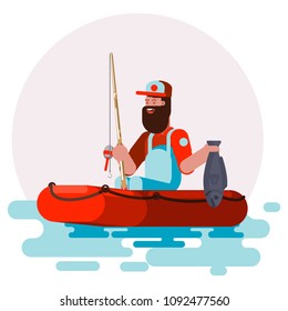 Man in boat with fish