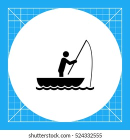 Man in Boat Fishing Icon